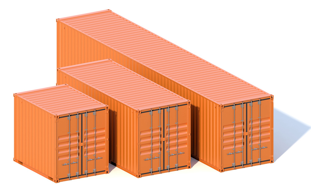 Available sizes of shipping containers